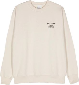 Dr&ocirc;le de Monsieur Le Sweatshirt Slogan Classique - Heren - Sweatshirts - Beige - XL - Katoen - Hoodies & sweatvesten