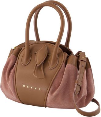 Marni Womens Tulipea Shoulder Bag Brown Calfskin