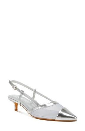 London Rag Temptress Kitten Heel Slingback Pump in Silver at Nordstrom Rack, Size 10