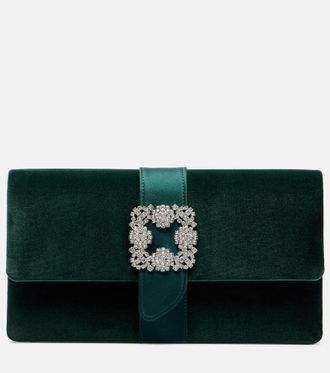 Manolo Blahnik Capri embellished velvet clutch