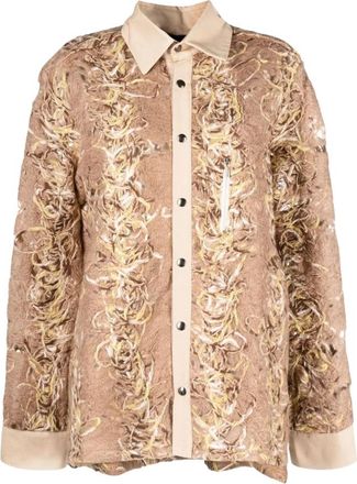 Vitelli Doomboh Shirt Jacket met Borstzak - Dames - Overhemden - Beige - S - Wol - Overhemden