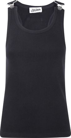 Jean Paul Gaultier Tops, Dames, Zwart, M, Gegraveerde tanktop met algehele stijl