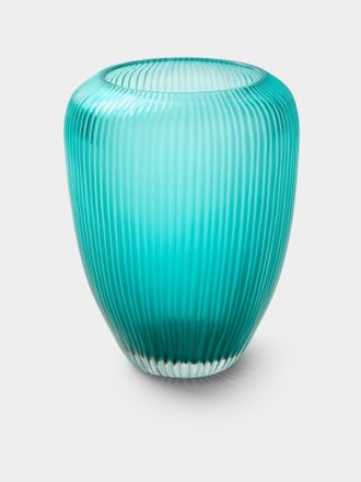 Micheluzzi Glass Goccia Acqua Righe Hand-Blown Murano Glass Vase (9in/23cm)