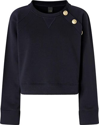 Pinko Katoenen Raglan Sweatshirt met Geribbelde Details - Dames - Sweatshirts - Blauw - S - Katoen - Hoodies & sweatvesten