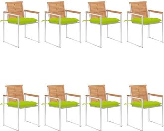 vidaXL Vidaxl - Sillas De Jard&iacute;n Y Cojines 8 Unidades Madera Maciza De Acacia