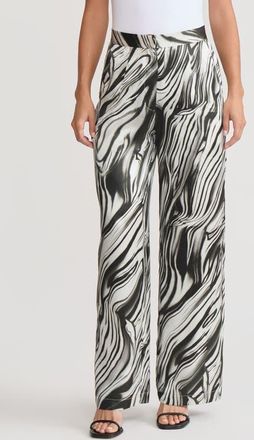 Misook Marble Print Wide Leg Silk Pant in Black/white at Nordstrom, Size Xx-Large