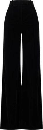 Valentino Garavani Zwarte Velvet Paris Broek - Dames - Wijde Broeken - Zwart - M - Katoen - Broeken