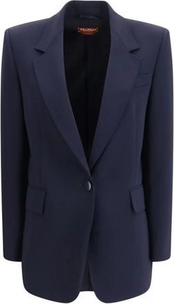 Max Mara Getailleerde Triacetaat Blazer - Dames - Blazers - Blauw - L - Leer - Jassen