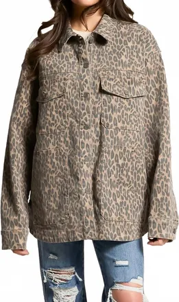 Hidden Jeans Oversized Button Down Shacket In Cheetah Print