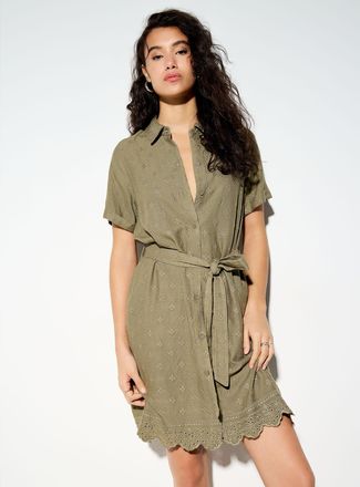 Icone Womens Broderie anglaise belted shirtdress