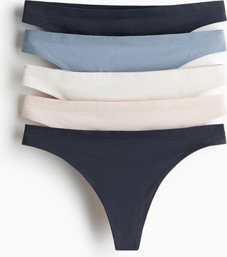 H&M 5er-Pack Tangas Seamless - Blue