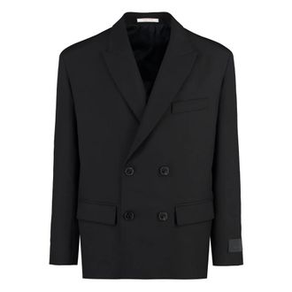 Valentino Garavani Blazers, male, Black, Size: M Double-breasted Wool Blazer