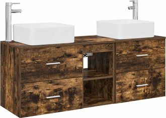 vidaXL Juego De Muebles De Ba&ntilde;o 3 Uds. Roble Ahumado 49,5 X 41 X 63 Cm Vidaxl