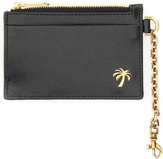 Palm Angels Kettingkaarthouder Gouden Afwerking - unisex - Portefeuilles - Zwart - ONE Size - Accessoires