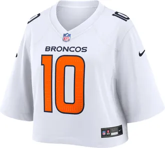 Nike Bo Nix Denver Broncos Nike Womens NFL Cropped Tundra Game Jersey in White | WCJF10A8WF-VSY