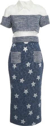 Marina Qureshi Set gonna in tweed - Blu