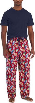 Club Room Mens Red Tropical Print Pajama Set - XX Large
