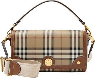 Burberry Beige Leather Vintage Check Note Shoulder Bag (Authentic Pre-Loved)