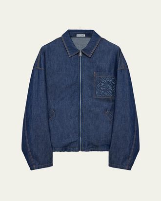 Loewe Mens Denim Zip-Front Jacket