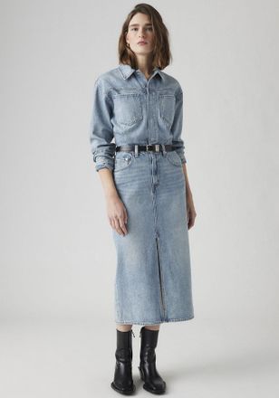 Levi's Jeanskleid LEVIS WESTERN DENIM MID, Damen, Gr. 31, N-Gr, feeling this, Denim/Jeans, Obermaterial: 100% Baumwolle, Kleider Jeanskleid, Denim-Midi-Hemdk