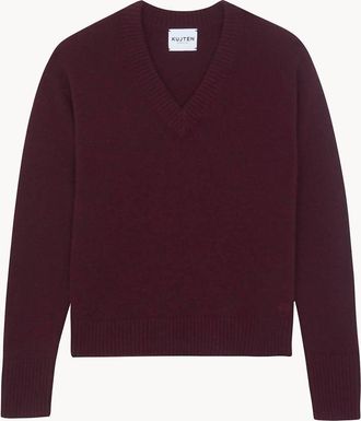 Kujten Womens Jemina V-Neck Cashmere Sweater In Bordeaux