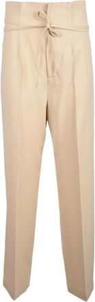 Erika Cavallini Semi Couture broek - Dames - Straight fit broeken - Beige - L - Wol - Broeken