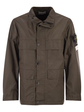Stone Island Field Jacket With Pigmented Wax Coating