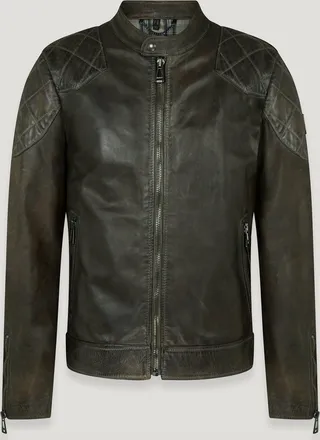 Belstaff Belstaff Legacy Outlaw Jacket Mens Hand Waxed Leather Dark Belstaff Olive Size UK 38