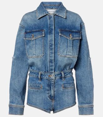 Self Portrait Jumpsuit corta di jeans
