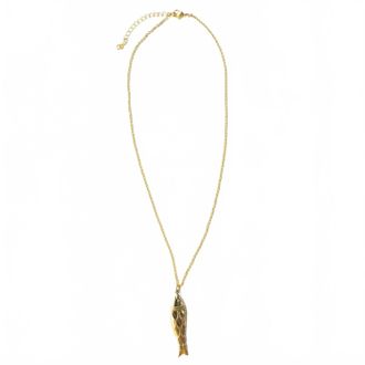 Ink+Alloy Womens Fish Dimensional Necklace In Gold