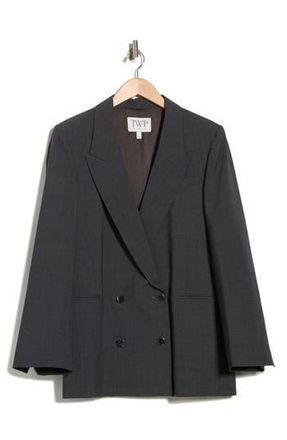 TWP Tabitha Double Breasted Wool Blend Blazer in Dark Charcoal at Nordstrom Rack, Size X-Large