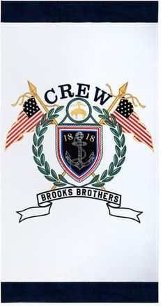 Brooks Brothers Logo Crest Cotton Beach Towel in White at Nordstrom Rack