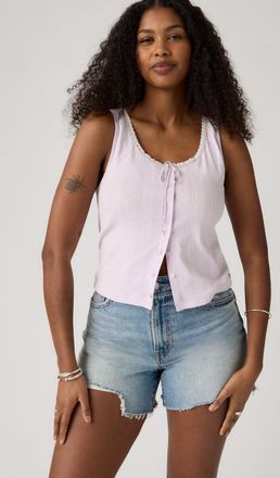 Levi's Dry Goods Pointelle Lace Tank Top - Women - XS - Blue / Lavender Blue