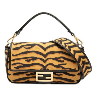 Fendi Pre-owned Fendi Embroidered Canvas Tiger Print Baguette Satchel Ladies AJBNDU889K0VILPQ