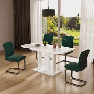 Vicco tavolo da pranzo allungabile Fenaro, Bianco/bianco, 120 x 80 cm 2 parti, Vicco