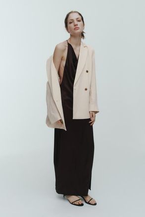 H&M Double-breasted Blazer in Light Beige at Nordstrom, Size Xx-Large