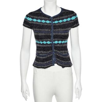Emporio Armani Multicolor Patterned Lurex Knit Button Front Top