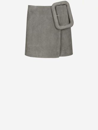 Ami Womens Skirt Suede With Maxi Buckle Grey Leather