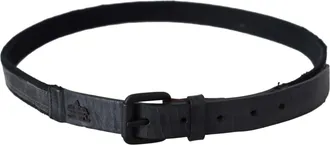 Ermanno Scervino Womens Black Leather Logo Buckle Waist Accessory