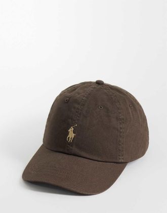 Polo Ralph Lauren cappellino da baseball in twill con logo icon marrone
