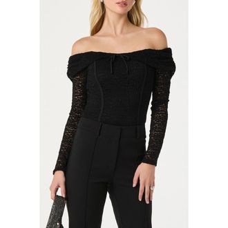 ASTR the Label Off the Shoulder Lace Top in Black at Nordstrom Rack, Size Small