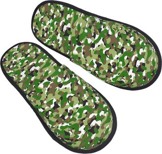 Generic Shoes Green Camo Warm Slippers Cotton Sliders For Hotel Adult Christmas M