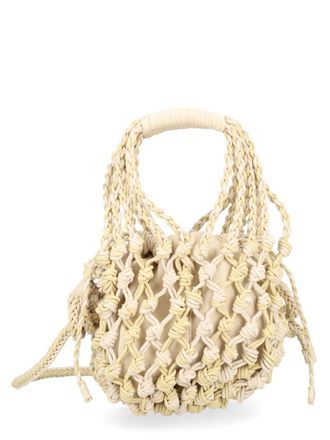 Alysi Neutrals Open Weave Inricate Shoulder Bag