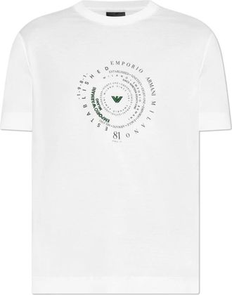 Emporio Armani T-Shirt met print - Heren - T-shirts - Wit - L - Katoen - Tops