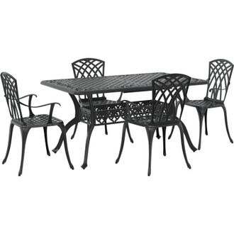 vidaXL Conjunto De Comedor De Jard&iacute;n De 5 Piezas De Aluminio Fundido Negro Vidaxl