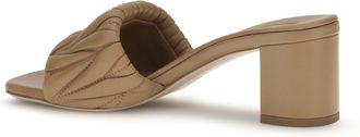 Miu Miu Womens Sandals Logo Plaque Caramel Lambskin Upper Lamb (ovis Aries)
