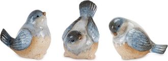 Melrose International Set Of 3 Ceramic Bird Figurines With Unglazed Accents