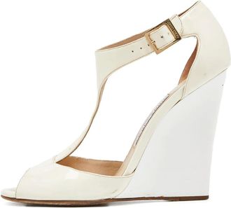 Jimmy Choo London leather wedge sandals - White