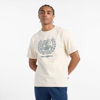 New Balance Mens Debut Sculpture T-Shirt in Beige Cotton, size 2X-Large