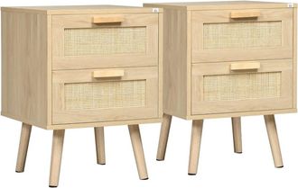 HOMCOM Mesillas de noche 40x40x56 cm madera natural
